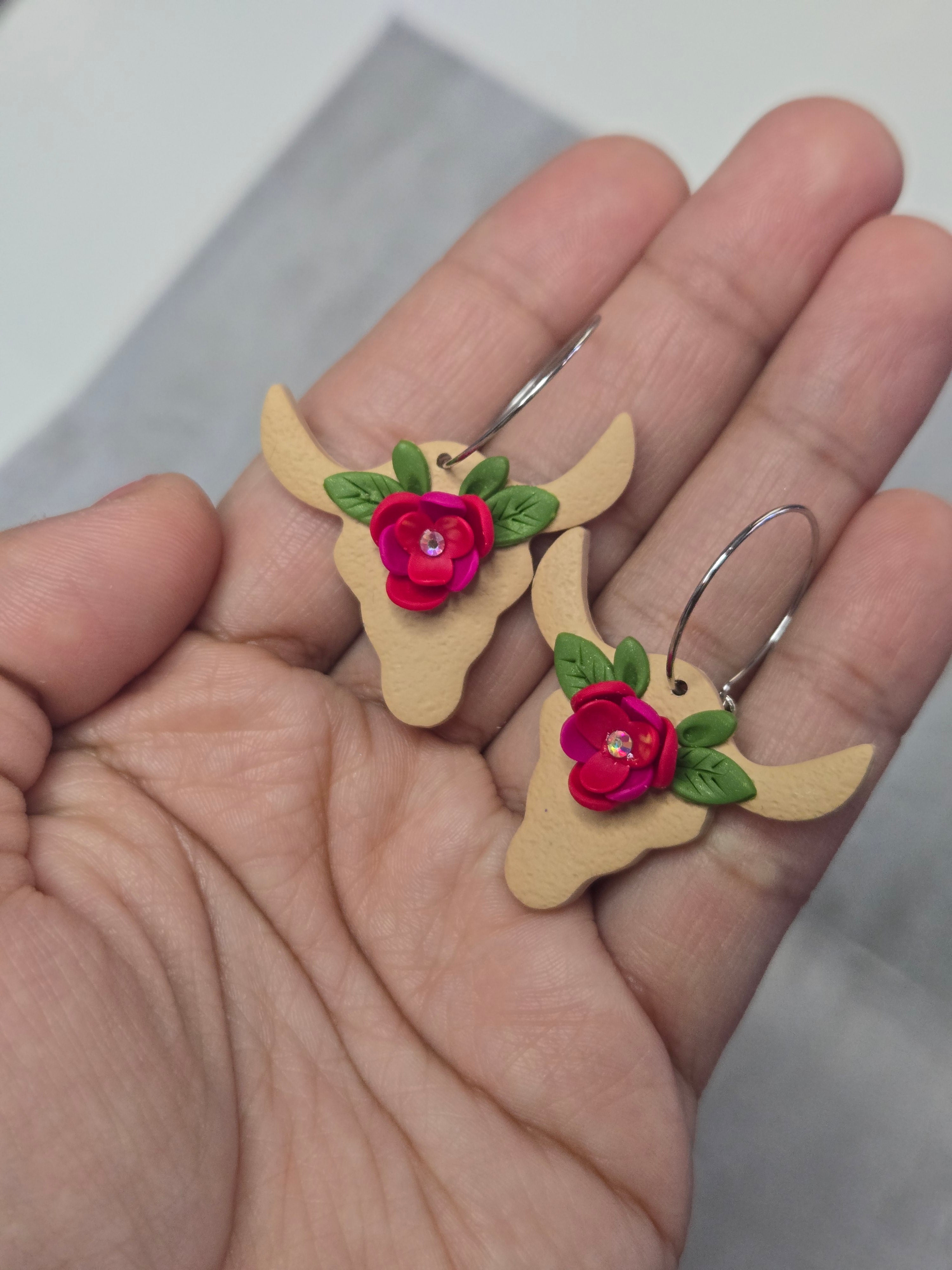 Brown Earrings Polymer Clay