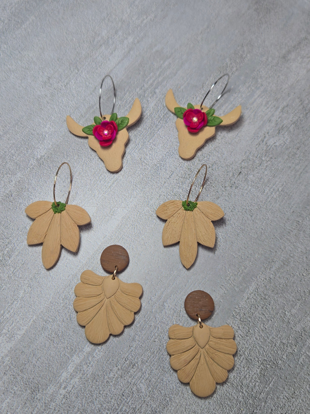 Brown Earrings Polymer Clay